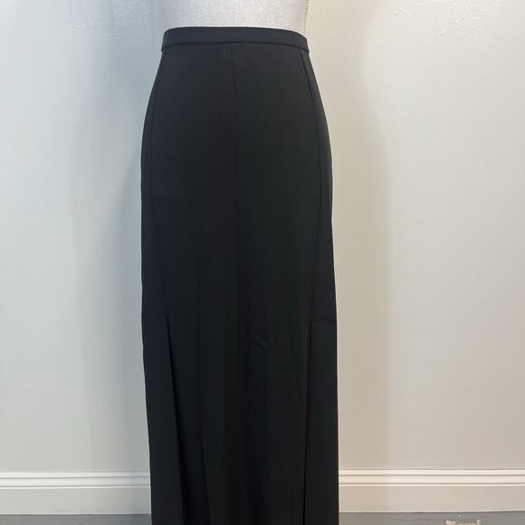 Black Pleated A-Line Maxi Skirt Size 12 Long Modest Formal Evening Wear - Picture 2 of 11